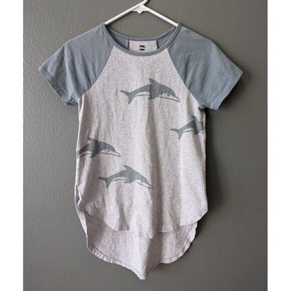 Tea Collection Girls Heather Gray Dolphins Tunic T-Shirt 14 - Picture 1 of 5
